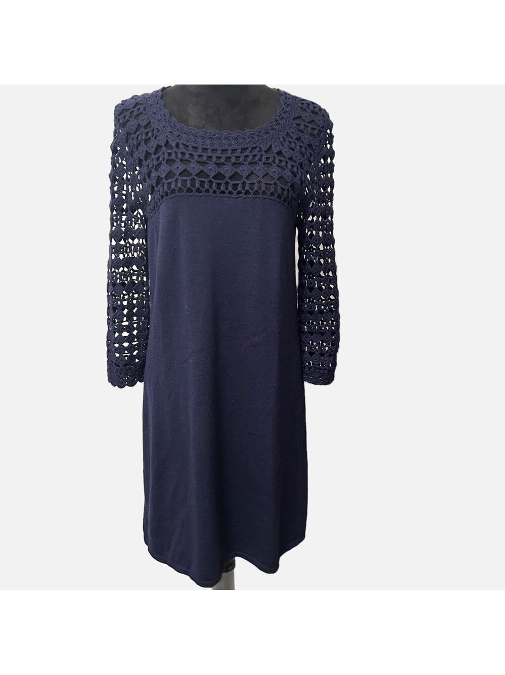 Lily Pulitzer Women Merino Wool Midi Dress Kariana Large Crochet Top Boho Beachy
